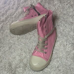 Rick Owens Pink High-Top Sneakers